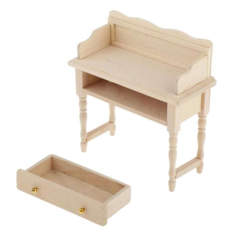 Jual Oem Wooden Home Office Writing Desk Makeup Vanity Table For Dollhouse Furniture 1 12 Online Oktober 2020 Blibli Com