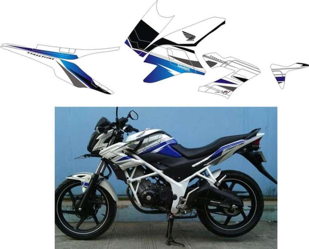 Jual Master Decal Streatfire Stiker Modif Motor For Honda CB 150 R WHITE BLUE Di Seller Master Decal Kota Surabaya