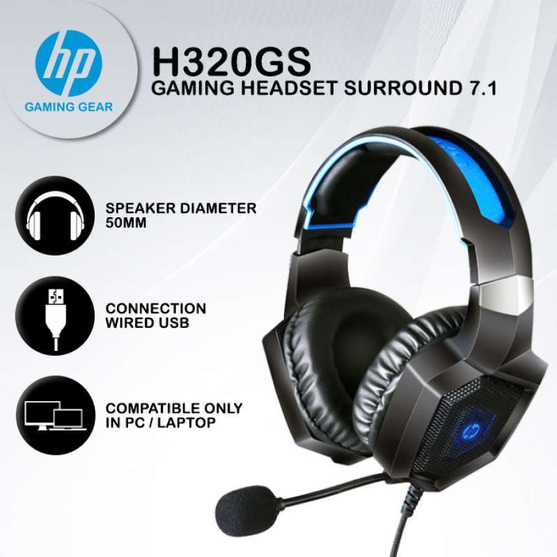 Promo Headset Gaming HP H320GS - The Real 7.1 Surround Blue LED USB Wired  di Seller mega acc - Kota Jakarta Utara, DKI Jakarta | Blibli