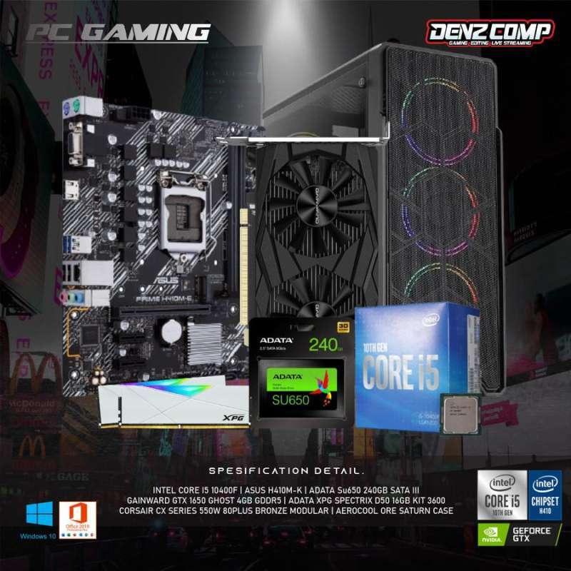 Jual Pc Gaming Intel Core I5 10400f (gtx1650 4gb) RAM 16gb Ssd