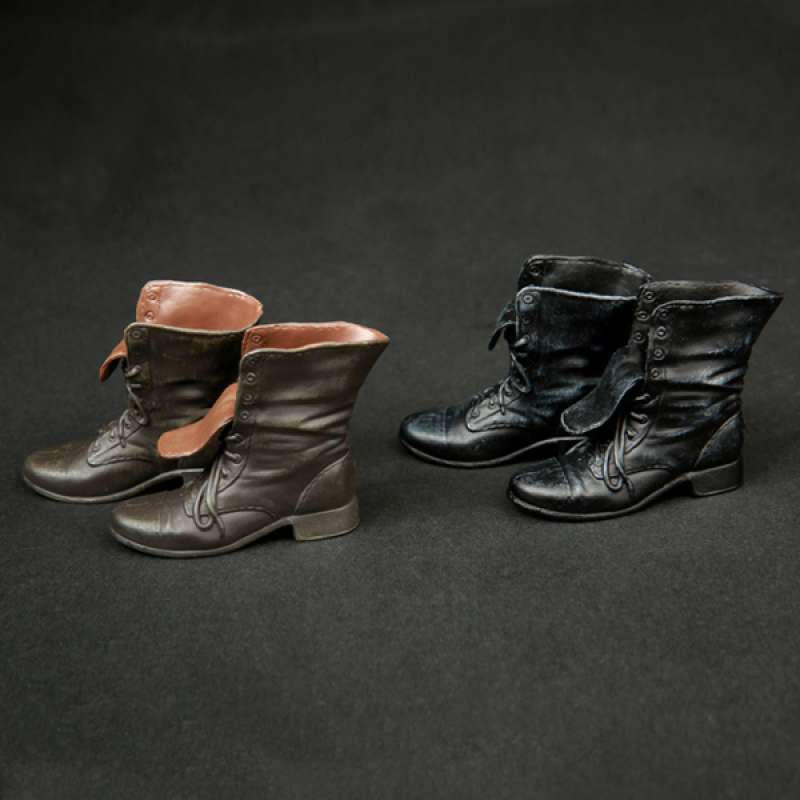 2 Pairs 1/6 Scale Women's Black Ankle Boots Shoes for 12'' Hot Toys Figure 
