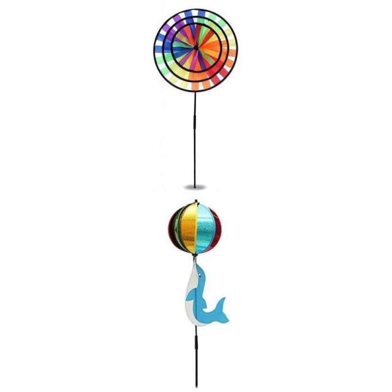 Garden Spinning Windmill Fun Carnival Toy and Party Favor Gift for Boys and Girls Ages 3+ Baoblaze 2-Layer Pinwheels Yard 
