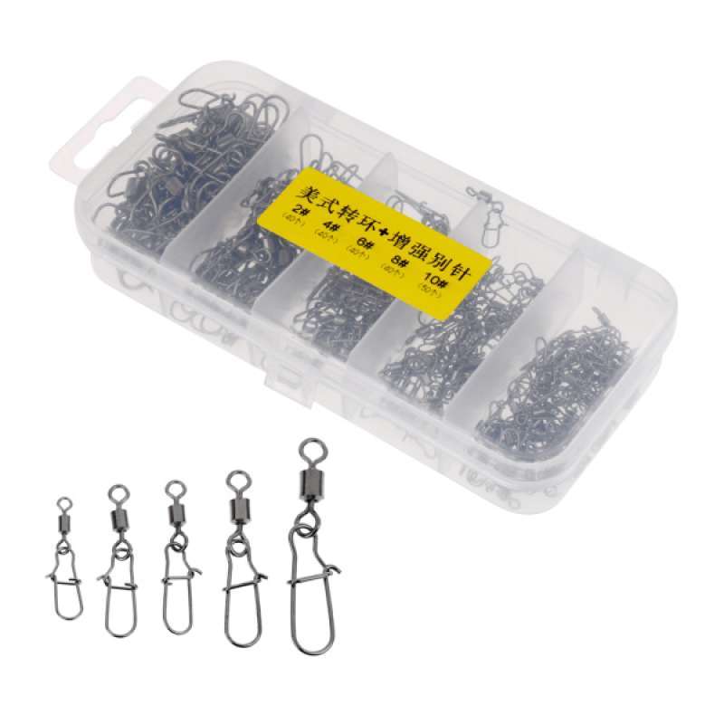 Jual 210pcs/box Fishing Swivels With Snaps Rolling Swivel Connector Hooked  Snaps Di Seller Homyl - Shenzhen, Indonesia