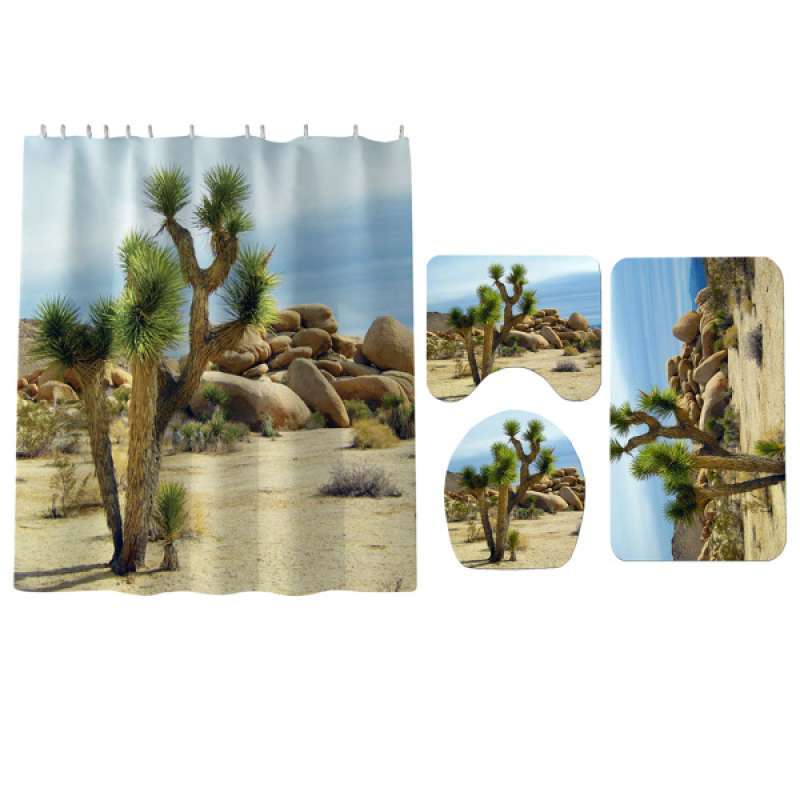 Jual 4 Pieces Dessert Plant Shower Curtain Set With Bath Rug Toilet Lid Cover Terbaru Desember 2021 Harga Murah Kualitas Terjamin Blibli Bath Rug Toilet Lid Cover, 4 Piece Bathroom Rug Set With Shower Curtain
