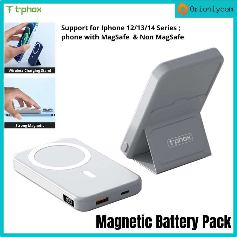 iHome Magnetic Portable Power Bank with Ring Stand, 5,000mah, Compatible  with MagSafe Cases, for iPhone 12/13 (Black)