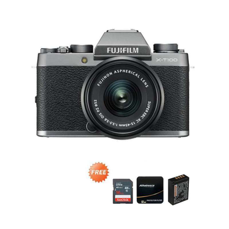 Jual Fujifilm X T100 Kit 15 45mm Kamera Mirrorless Free Sdhc 16gb Athabasca Protector Filter 52mm Np W126s Online September 2020 Blibli Com