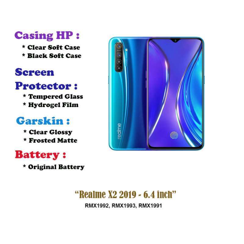 Realme X2 2019 inch Case Screen Protector Battery Dll