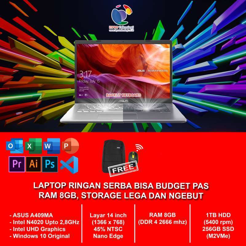 Jual Asus Termurah Storage Besar Kencang Asus A409ma Intel N4020 Ram 8gb 1tb Hdd 256gb Ssd Intel Uhd 14 With Eye Care W10 Ori Garansi Resmi Online November 2020 Blibli Com