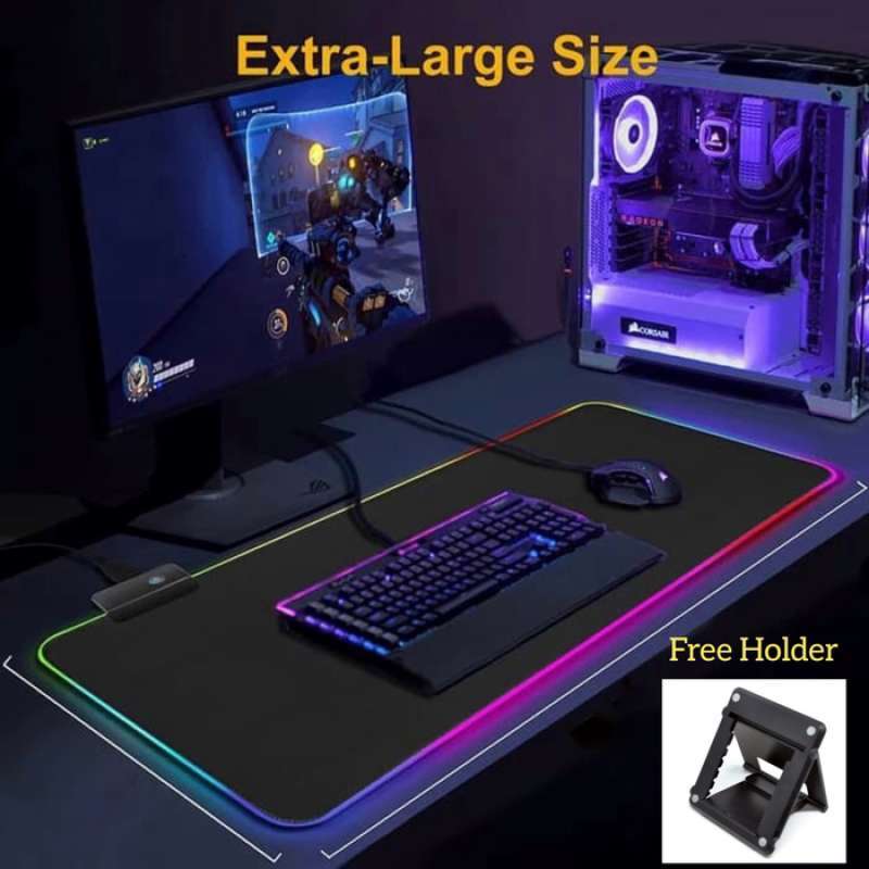 Jual Gaming Mouse Pad Rgb Desk Anti Slip Dengan Lampu Led 300 X 780 X 4mm Oem Online Desember 2020 Blibli