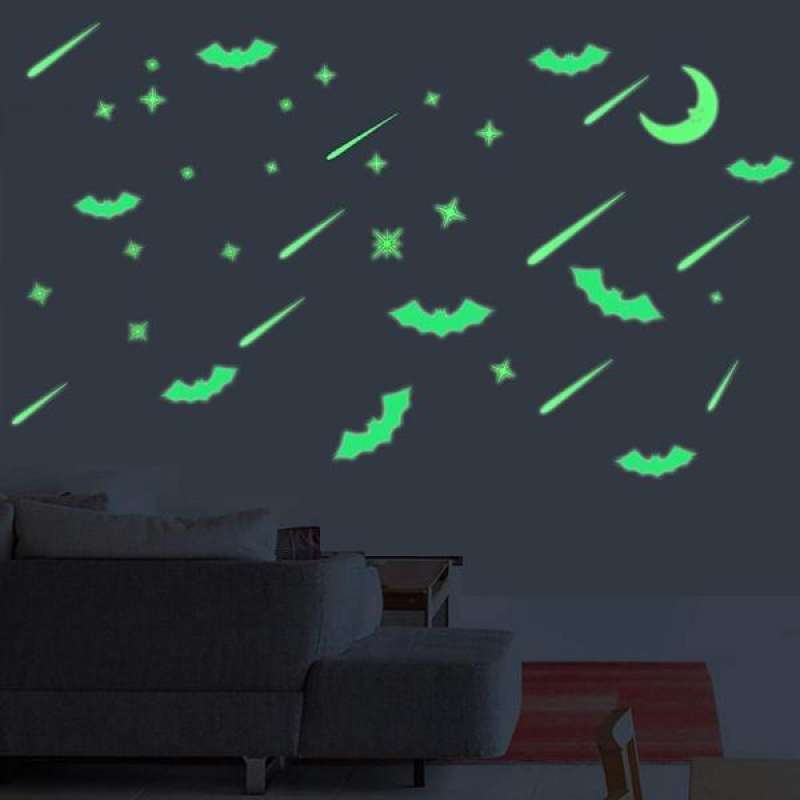 Jual 2xluminous Kids Room Wall Stickers Wall Art Decal Decor Bat Crescent Meteor Online November 2020 Blibli Com