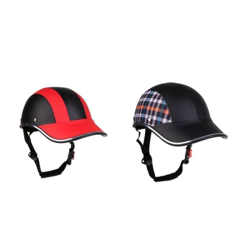2 Pieces Bike Riding PU Helmet with Adjustable Strap Safety Baseball Cap 