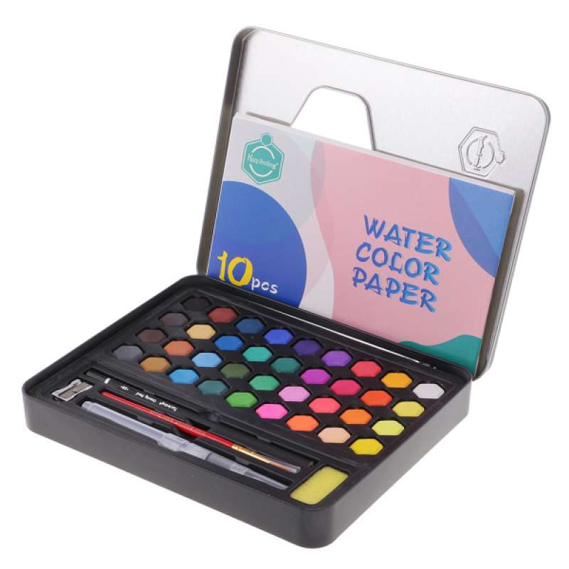 Promo 36 Color Solid Watercolor Paints Pan Set With Case Brush For Kids Painting Di Seller Homyl - China | Blibli