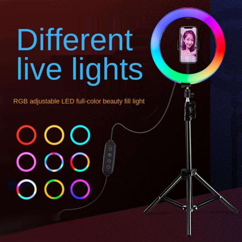 10 rgb led ring light dimmable selfie tripod mount for makeup video photography