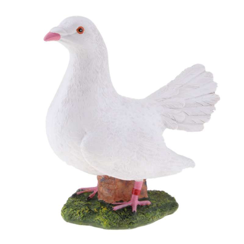 Simulation Feathered White Pigeon Dove Figurine Statue Ornament Patio Decor 