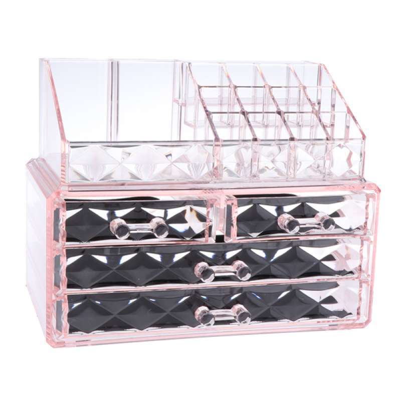 Jual Pink Acrylic Makeup Organizer Drawers Cosmetic Brush Lipstick Jewelry Case Online November 2020 Blibli Com