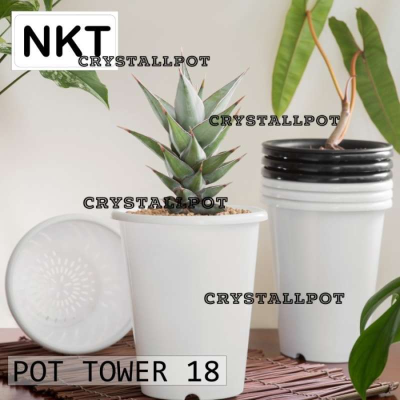Jual Pot Bunga Tanaman Tinggi Nkt Tower Putih 18cm Murah Mei 2021 Blibli