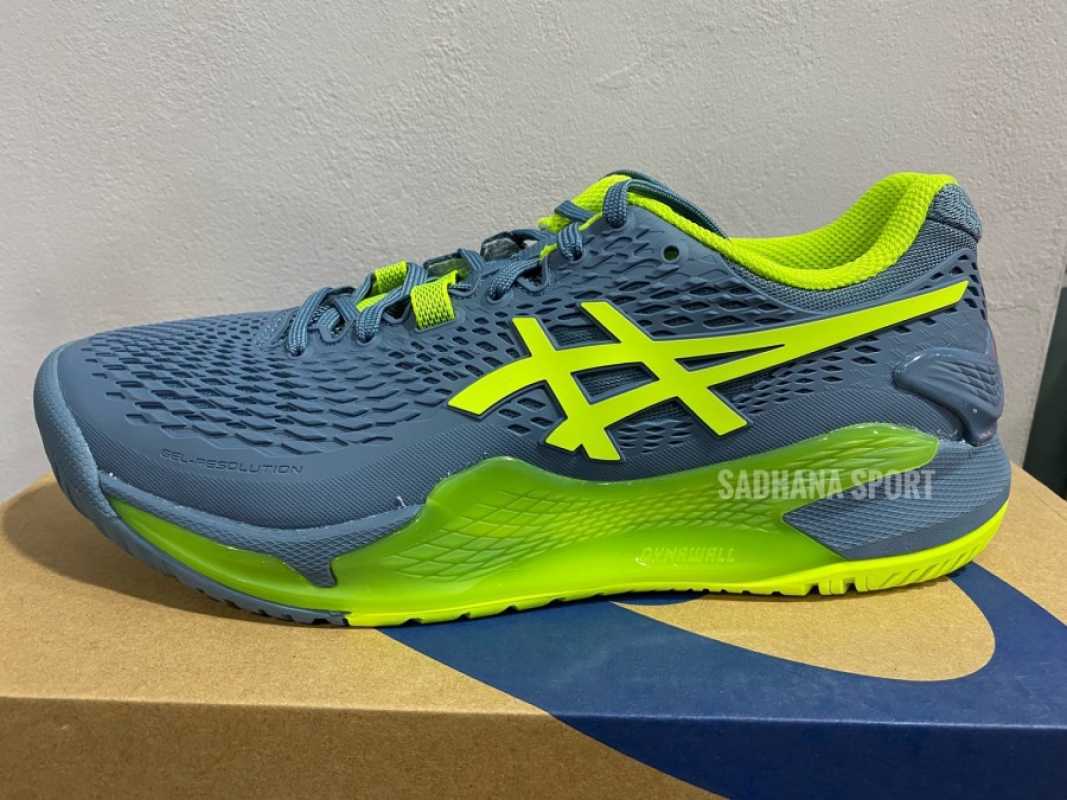 Sepatu Tenis Asics Gel Resolution Men Steel Blue/Hazard Green