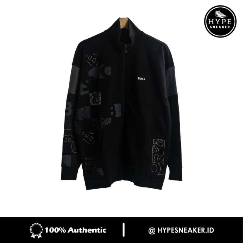 Jual Jaket HUGO BOSS PATTERN SIDE GREY BLACK BOMBER JACKET 100