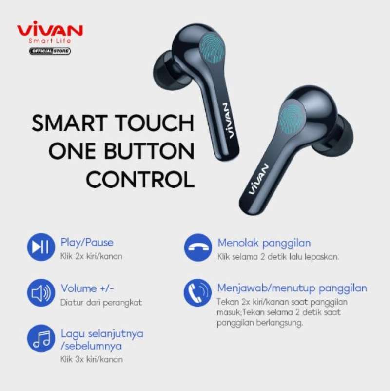 Jual Vivan Headset Bluetooth Liberty T200 Tws Earphone Wireless Earbuds Garansi Original Resmi Online Januari 2021 Blibli