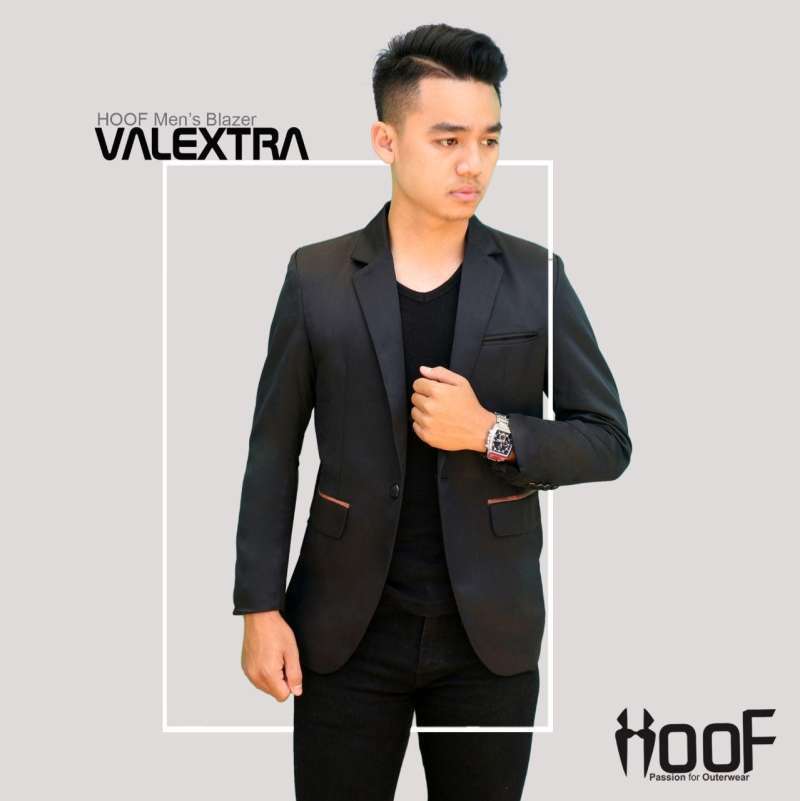 Jual Blazer Black Valextra Pria Hitam 