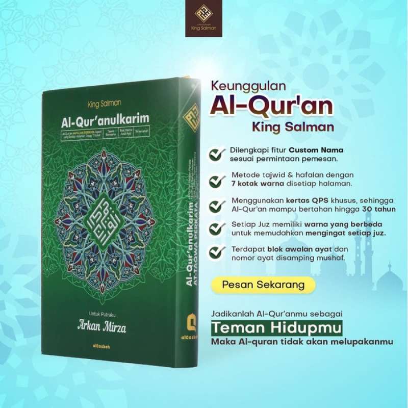 Jual Al Quran A5 Hijau Custom Premium King Salman Nama Teks Spesial Pesanan Murah Mei 2021 Blibli Jual Al Quran A5 Hijau Custom Premium King Salman Nama Teks Spesial Pesanan Murah Mei 2021 Blibli