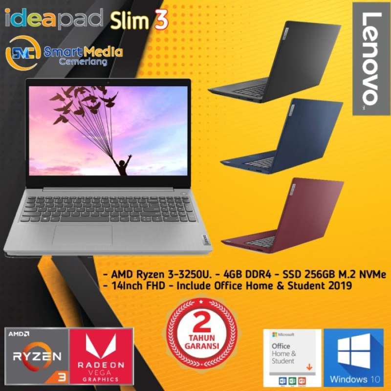 Jual LENOVO IDEAPAD SLIM 3 14ADA05 AMD Ryzen 3 3250U 4GB 256GB 14