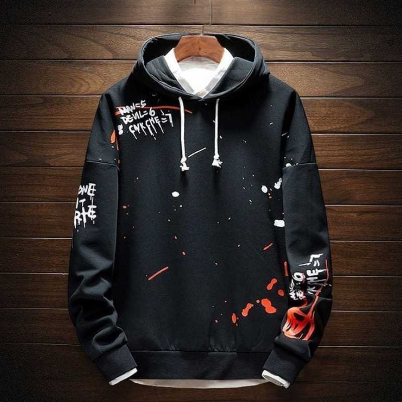Jual MORASTORE MORTE SWEATER HOODIE PRIA JAKET PRIA HITAM L di