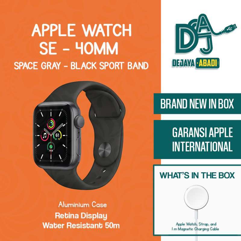 Jual Apple Watch SE Space Gray Aluminum Case 40mm With Black Sport Band  [GPS] - BLACK di Seller Dejaya Abadi Official Store - Kota Jakarta Pusat,  DKI Jakarta | Blibli