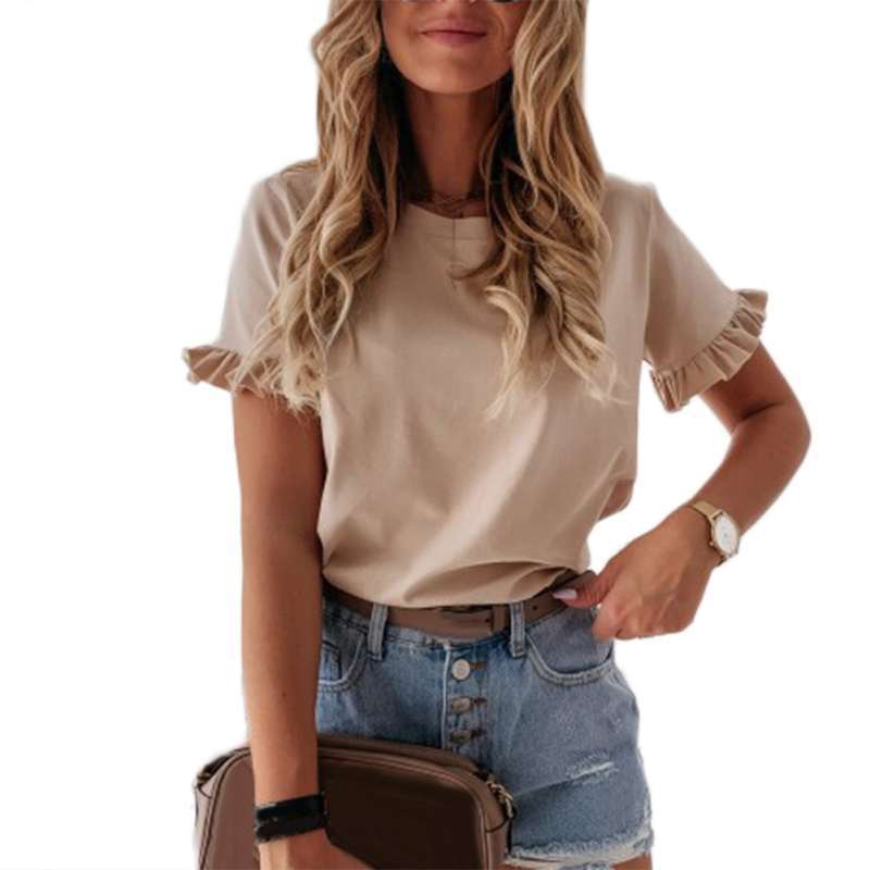 Promo Bluelans Women Solid Color Round 