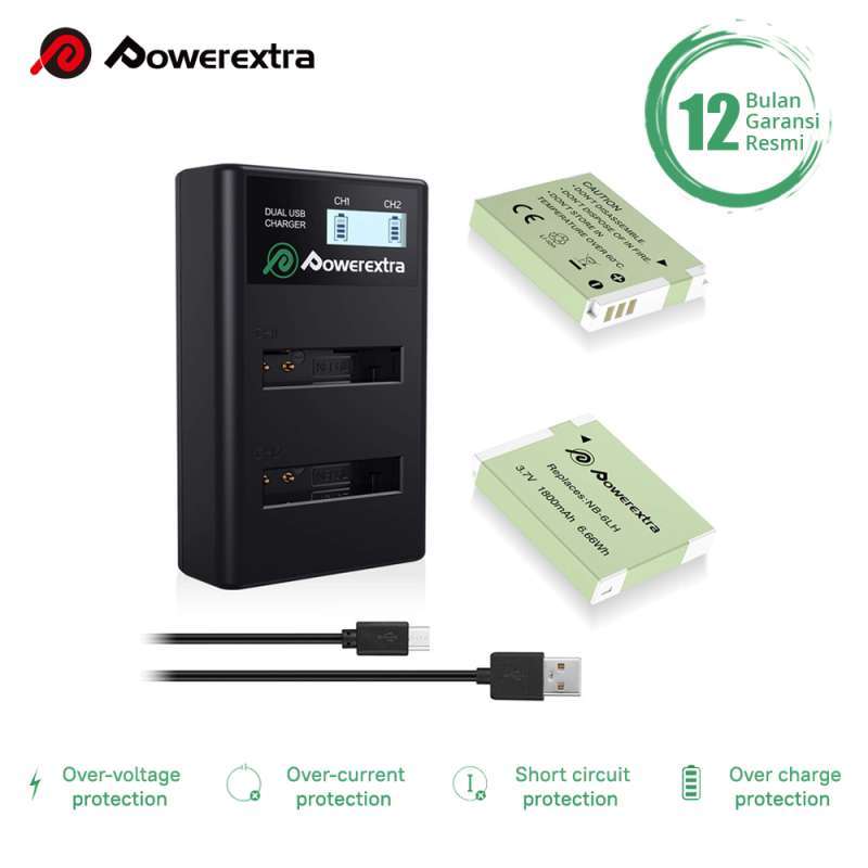 powerextra battery canon nb 6l 2 pack with dual charger for powershot sx240