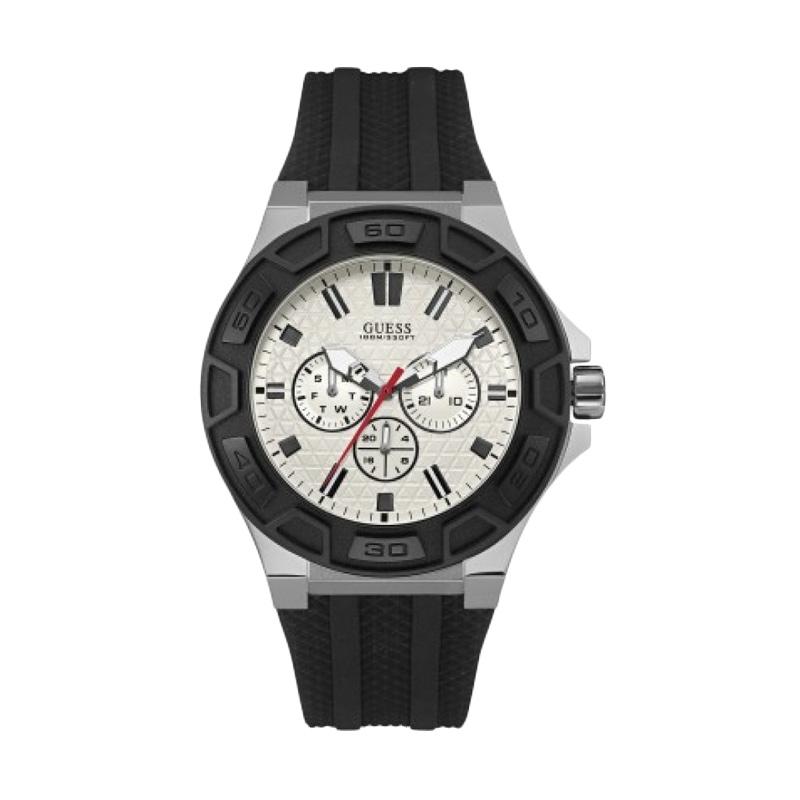 Guess Rubber Jam Tangan Pria W0674G3 - Black White