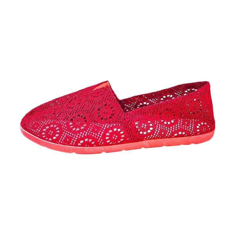 OEM MSID Flat Shoes Slip On 02 Sepatu Wanita - Red
