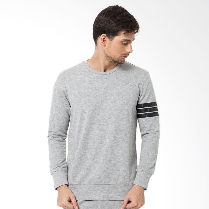Rave Habbit Men Stripe Sweatshirt Long Sleeve Sweater - Grey