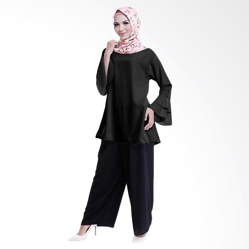 Cotton Bee Quincy Set Outfit - Black Jade (1 Set Hijab + Blouse + Culotte)