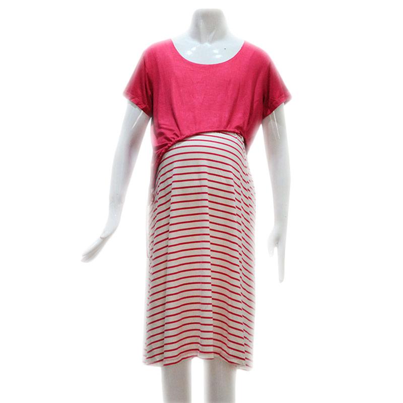 HMILL 1087 Dress Baju Hamil Menyusui - Pink