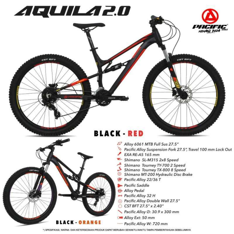 Promo Brecht Sepeda Gunung MTB 27,5 inch Full Suspension Pacific Aquila 2.0  Alloy Shimano Hydraulic di Seller BRECHT.ID Official Store - Kota  Tangerang, Banten | Blibli