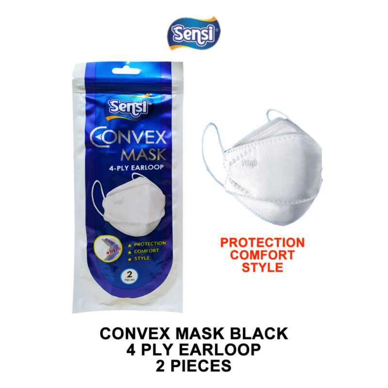 Jual SENSI CONVEX MASK 4PLY EARLOOP FACE MASK BLACK MASKER SENSI di Seller MOGANA SHOP - Kota Jakarta Utara, DKI Jakarta | Blibli