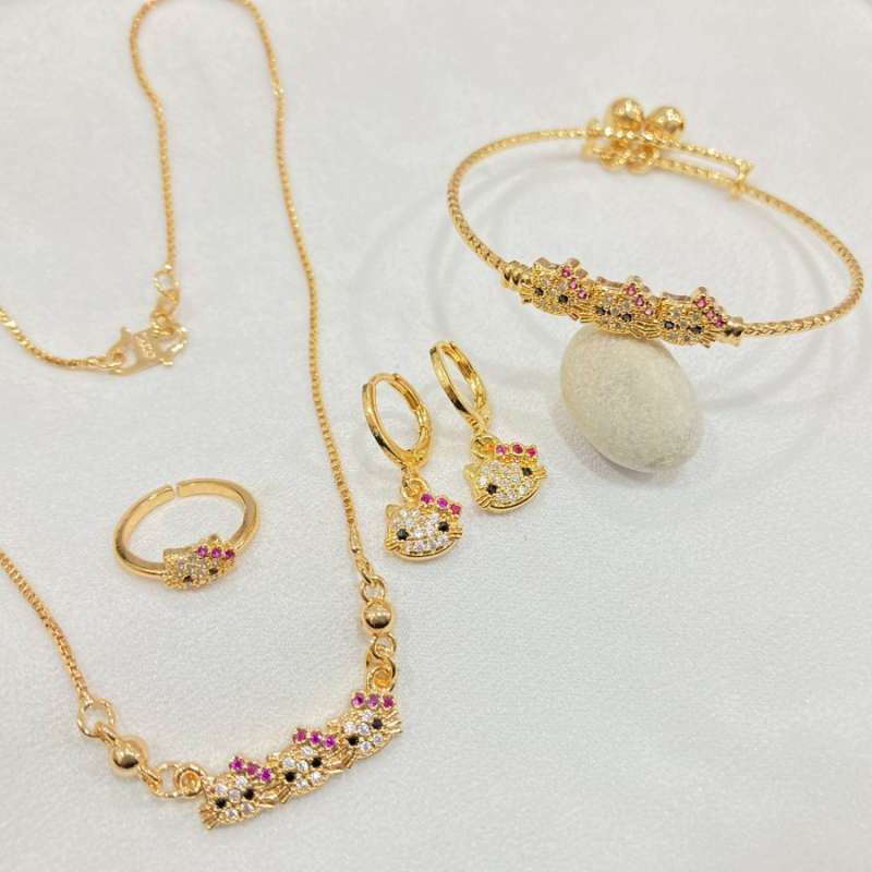 Jual Set Perhiasan Anak Kalung Gelang Cincin Anting Lapis Emas Permata Spa-23 Terbaru November 2021 harga murah - kualitas terjamin | Blibli