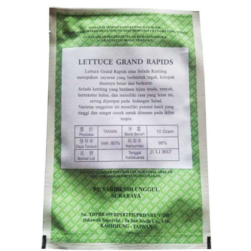 Jual Benih Selada Grand Rapids Panah Merah 15 gram Terbaik di ...