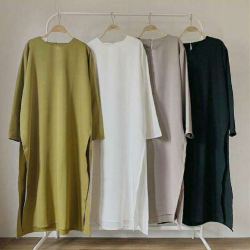 Jual Tunik Long Tunik Polos Panjang Belah Samping Lora Terbaru Juni 2021 Blibli