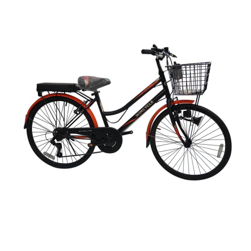 Jual Wimcycle Starlite City Bike Sepeda Black Orange 24 Inch