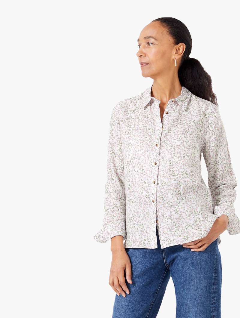 Pure Linen Floral Print Shirt 