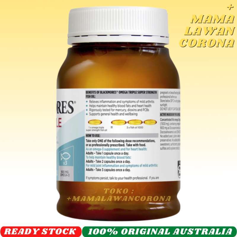 Jual Blackmores Omega Triple Super Strength Fish Oil 1500 Mg 150 Capsules Original Australia Omega 3 1500mg Kapsul Di Seller Mama Lawan Corona Pluit Kota Jakarta Utara Blibli