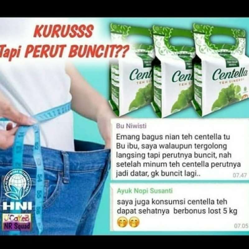 Jual CENTELLA TEA HNI HPAI TEH HERBAL HIJAU DIET DETOX HALALMART DC DEPOK - Member di Seller Kinara Store - Meruya Selatan (Udik), Kota Jakarta Barat | Blibli