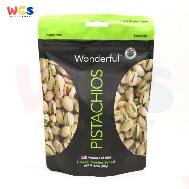 Kacang Wonderful Pistachios Classic Roasted Salted USA 5.9oz 168g