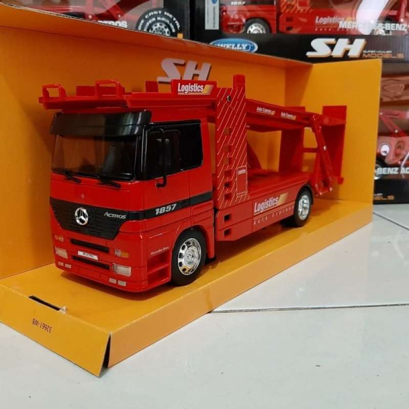 Diecast Miniatur Truk Trailer Logistic Mercedes Benz Actros Welly 1:32
