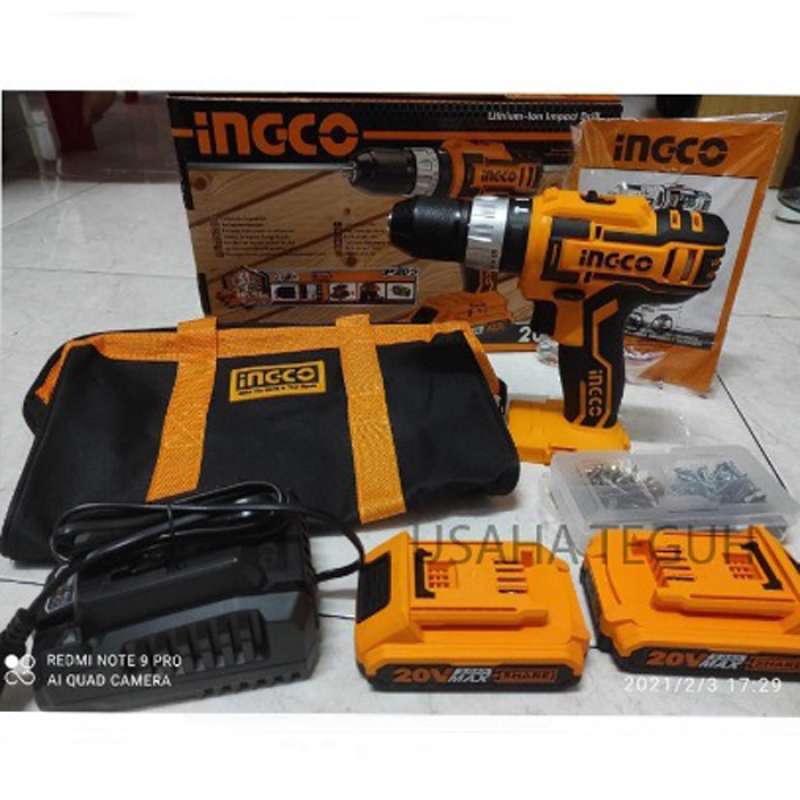 Jual CIDLI2002 CORDLESS IMPACT DRILL BOR BATERAI BETON 10mm 20V
