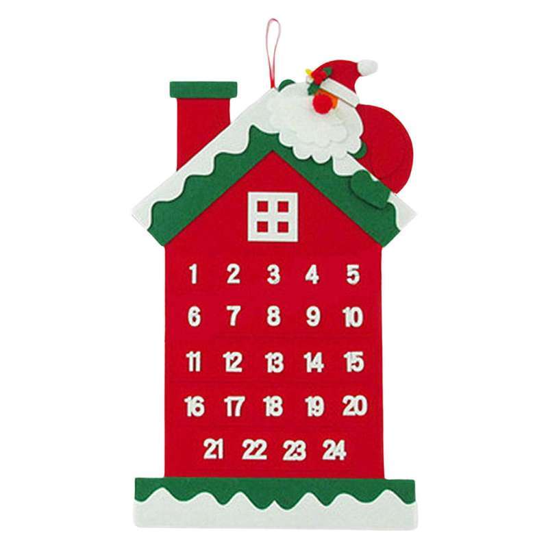 Elf Large Felt Christmas Advent Calendar with Pockets Hanging Decoration
