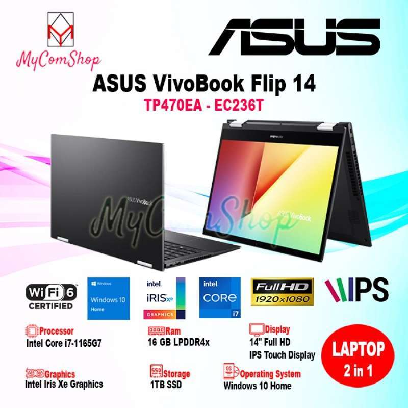 Jual Asus Vivobook Flip 14 Tp470ea I7-1165g7 16gb RAM 1tb Ssd 14