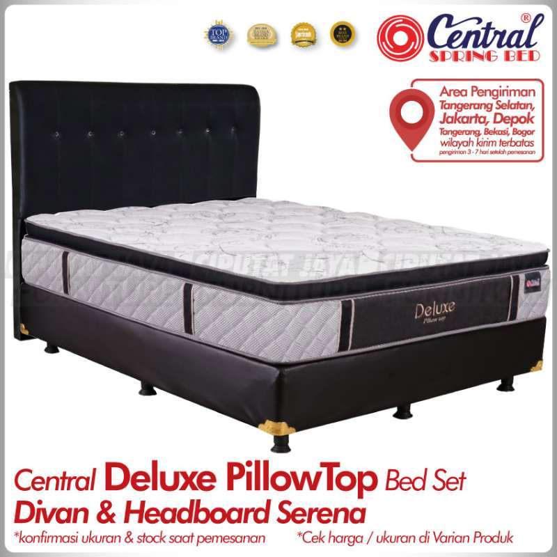 Jual Spring Bed Central Deluxe Pillow Top Bed Set Headboard